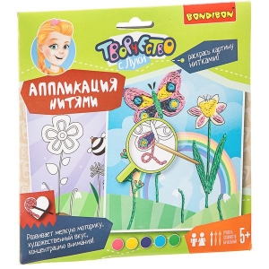 Аппликация нитями. Цветочная поляна