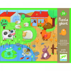 Тактильный пазл-гигант Djeco Ферма, 20 деталей