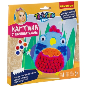 Картина с помпончиками. Птичка - набор для творчества